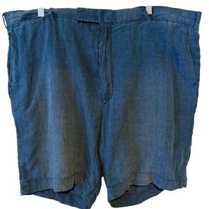 Polo Ralph Lauren Men's Blue Linen Flat Front Shorts in Size 42 L